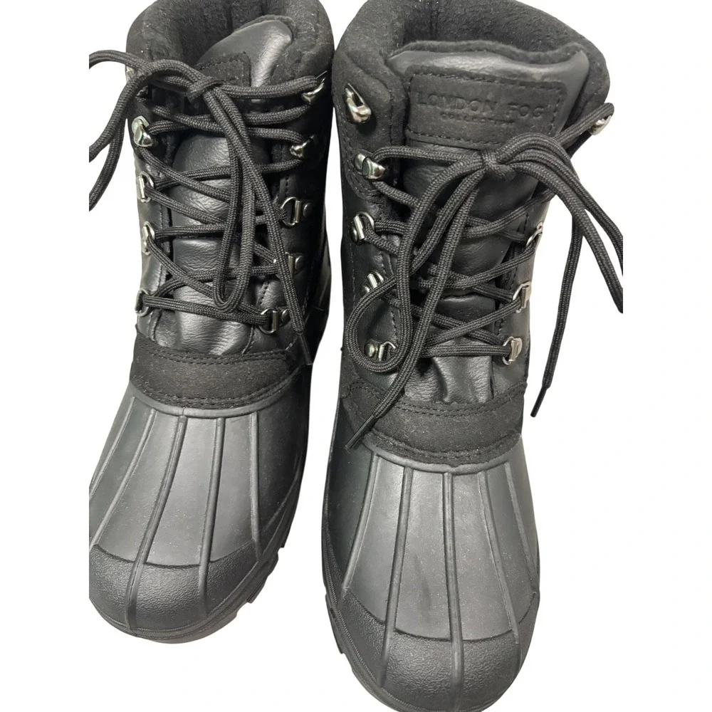 London Fog Jayson Mens Black Insulated Water Resistant Duck Boots BE0910 Size 7M